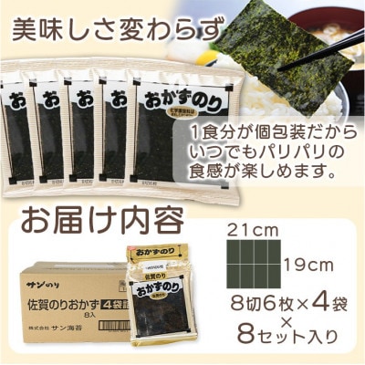 味付おかず海苔 4袋詰(6枚入り)×8セット【合計192枚】