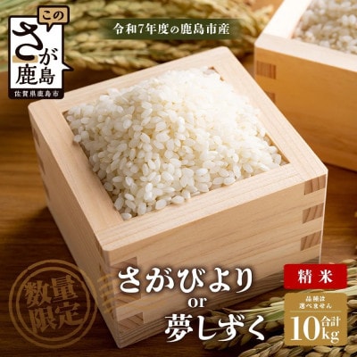 令和7年度産 鹿島市産 [さがびよりor夢しずく] 10kg 1袋【品種指定不可】精米済 白米