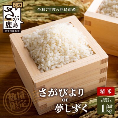 令和7年度産 鹿島市産 [さがびよりor夢しずく] 1kg 1袋【品種指定不可】精米済 白米