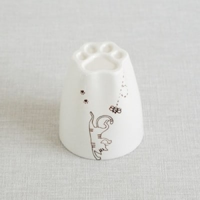 【波佐見焼】ぶらさがり猫 肉球カップ 3柄セット〈ミケ・クロ・トラ〉【菊祥陶器】