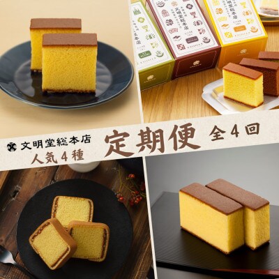 【毎月定期便】文明堂 人気4種カステラ定期便(川棚町)全4回
