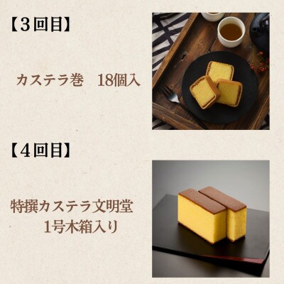 【毎月定期便】文明堂 人気4種カステラ定期便(川棚町)全4回