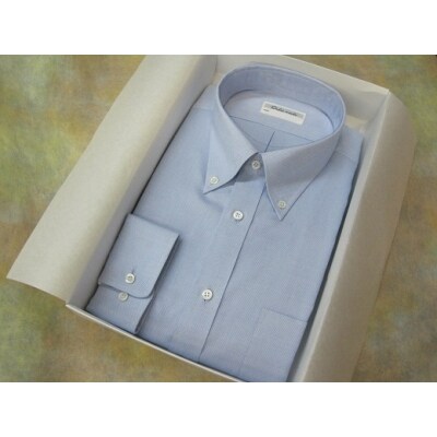 【生地:ロイヤルオックス】オーダーワイシャツ-川西町産貝ボタンを使用- WP(白蝶貝)