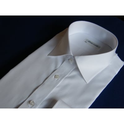 【生地:GIZAエジプト綿】オーダーワイシャツ-「ネーム入り」川西町産貝ボタン使用-OBP(黒蝶貝)