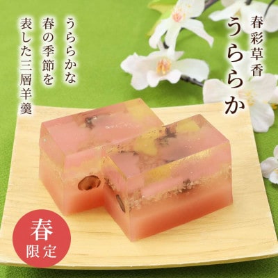 春限定羊羹・うららか あっさりとした味わいの三層ようかん 京都府長岡京市
