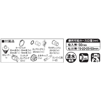 エンジンポンプ　SEM-50WGB　ハイデルスポンプ　口径50ミリ　三菱4サイクル　ダブルフランジ