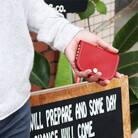 カードも入るキーケース【レッド】 上質栃木レザー使用 カード入れ付き 革 本革