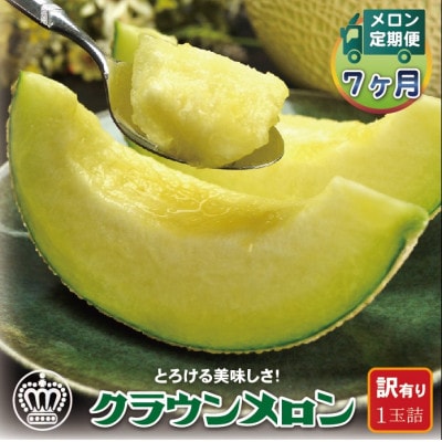 【毎月定期便】【訳あり】クラウンメロン 1玉 全7回
