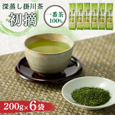 静岡・深蒸し掛川茶(一番茶100%)200g×6袋(1.2kg)セット(静岡県掛川産)