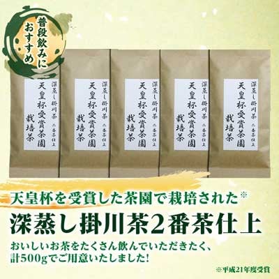 天皇杯受賞茶園栽培茶2番茶仕上　深蒸し掛川茶100g×5袋