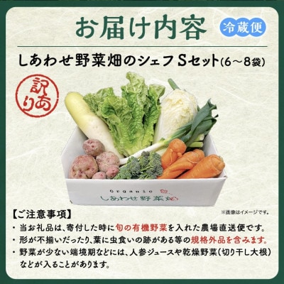 【毎月定期便】しあわせ野菜畑のシェフS セット　(訳あり規格外の有機野菜を一部使用)全3回