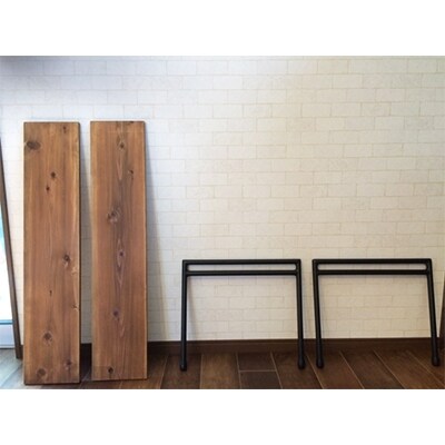 掛川市「森林認証材」で作った　組み立て式テーブル　アイアンローテーブル　1セット