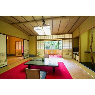 掛川・倉真(くらみ)温泉「真砂館」一泊二食付ペアご宿泊券(和室10畳+4.5畳・温泉ユニットバス付)