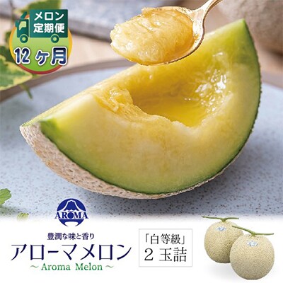 【毎月定期便】アローマメロン(白等級) 2玉 全12回