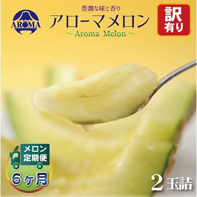 【毎月定期便】【訳あり】アローマメロン 2玉 全6回