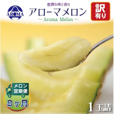 【毎月定期便】【訳あり】アローマメロン 1玉　全8回