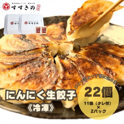 【毎月定期便】すすきの　冷凍にんにく生餃子　25g×11個　2パック計22個【餃子のタレ付き】全3回
