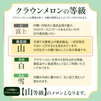 マスクメロンの最高峰 クラウンメロン 山等級  1.2kg前後×2玉