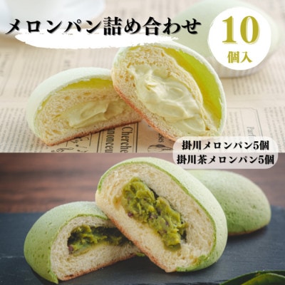 掛川メロンパン詰め合わせ(掛川メロンパン5個・掛川茶メロンパン5個)計10個入りセット