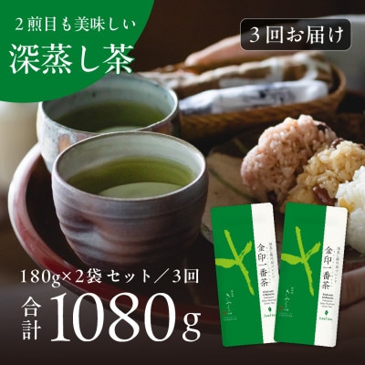【2ヵ月毎定期便】深蒸し掛川茶ブレンド　金印一番茶180g×2袋全3回