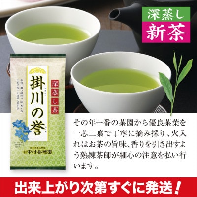 【新茶予約・令和8年度産】高級深蒸し掛川茶「掛川の誉」100g×5本セット　5月上旬頃～発送