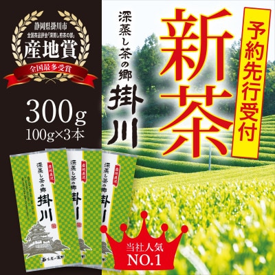 <2026年新茶・先行受付>掛川茶「深蒸し茶の郷 掛川」100g×3本セット　5月上旬発送予定