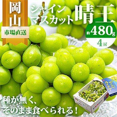 岡山県産 シャインマスカット『晴王』4房(1房480g以上・合計約2kg)