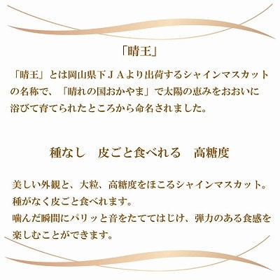【2025年7月発送】岡山県産　シャインマスカット　晴王　1.5kg(3房～6房)