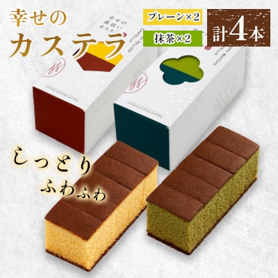 【毎月定期便】【長崎心泉堂】幸せのカステラ0.3号 計4本セット(プレーン・抹茶)全12回