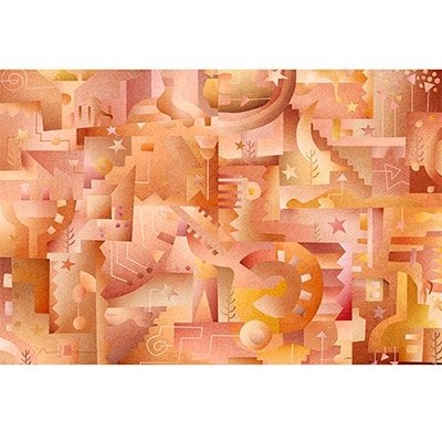 \京都・綾部の癒やし系作家/【絵画】 パレード 額装サイズ526mmx412mm