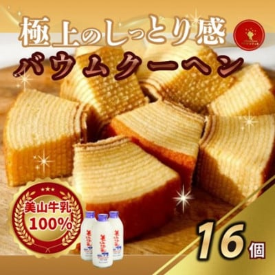バウムクーヘン 南丹市「美山牛乳」100%使用【南丹市×綾部市共同開発】16個 | カット 個包装