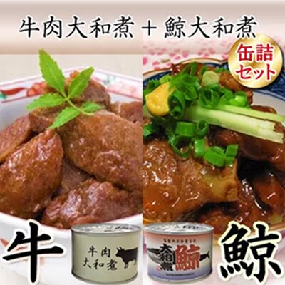 牛肉大和煮缶詰2缶+鯨大和煮缶詰2缶(計4缶セット)
