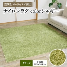 ナイロンラグ　colorシャギー　グリーン(正方形) 1本