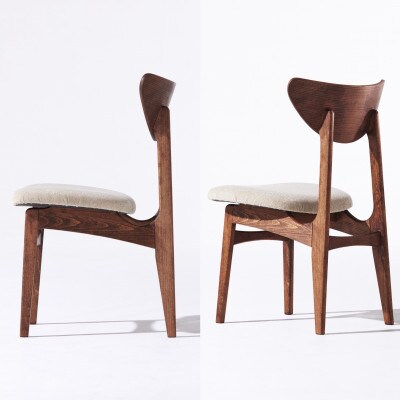 Karl Dining Chair モケット クリンプベージュ ダークブラウンフレーム【SWOF】