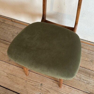 Karl Dining Chair PFスウェード カーキ ダークブラウンフレーム【SWOF】