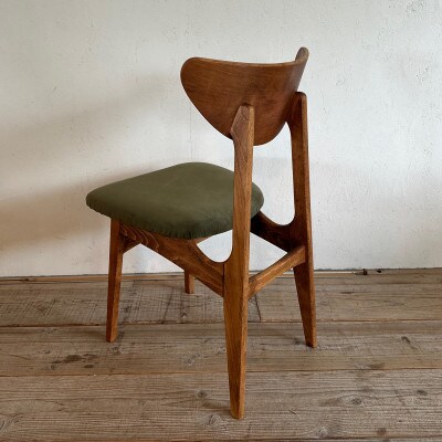 Karl Dining Chair PFスウェード カーキ ダークブラウンフレーム【SWOF】