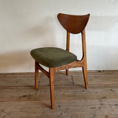 Karl Dining Chair PFスウェード カーキ ダークブラウンフレーム【SWOF】