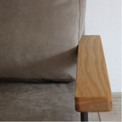 Cargo Sofa 1人掛け ペットフリースウェード 肘:ホワイトオーク無垢材【SWOF】