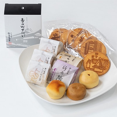 せんべいと和菓子の詰合せ  煎餅 こごせの里 群鴉 河内路 手土産に喜ばれるお菓子です。