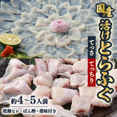 ふぐ鍋セット　国産活けとらふぐてっさ・てっちりセット約4～5人前　ヒレ付き【配送不可エリア注意】