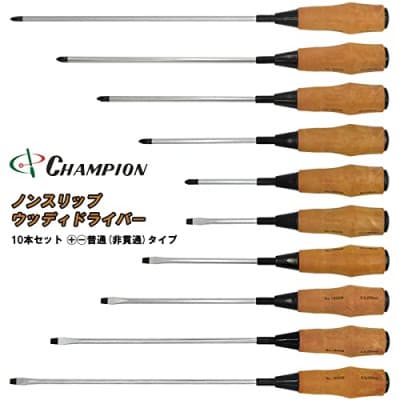 チャンピオンツール　ノンスリップウッディドライバー　10本セット　工具　NO.1800FW