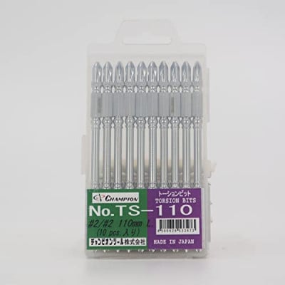 チャンピオンツールのトーションビット +2×110 10本組 ケース付  マグネット付 工具