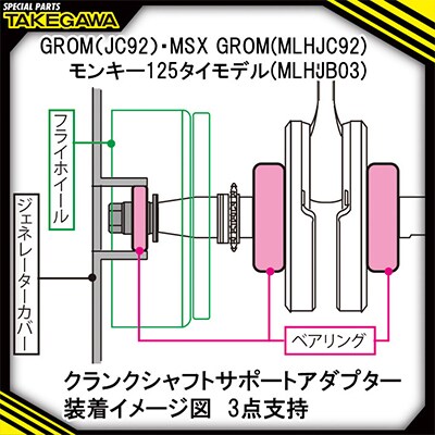 クランクシャフトサポートアダプター　SP武川バイクカスタムパーツ(01-10-0149)