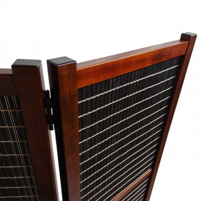 土肥家具工芸の衝立 木簾折畳み120タイプ ブラウンxブラック 間仕切り折りたたみのパーテーション