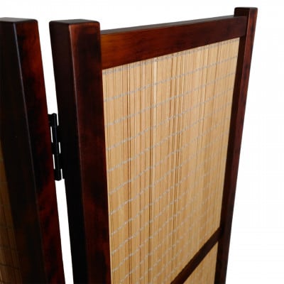 土肥家具工芸の衝立 木簾折畳み120タイプ ブラウンxライトブラウン 間仕切り折畳みのパーテーション