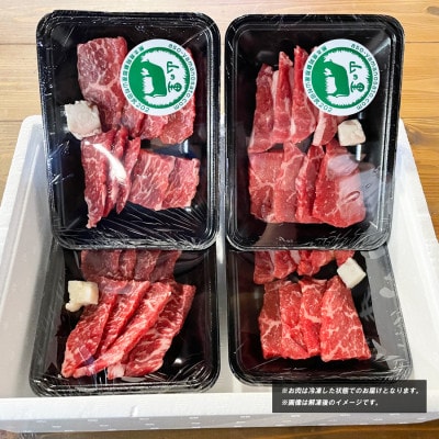 【山の里】生産者直送!GI認証くまもとあか牛 焼肉セット 赤身肉+カルビ(150g×4パック)