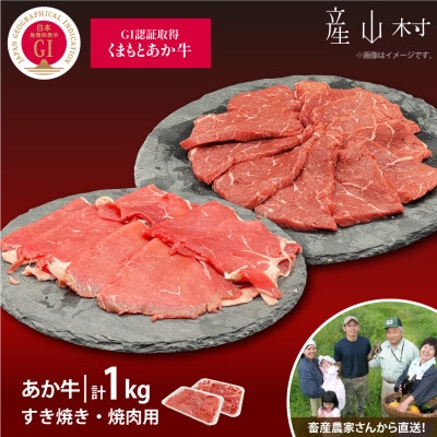 【山の里】生産者直送!GI認証くまもとあか牛 すき焼き・焼き肉用(各500g)食べ比べセット