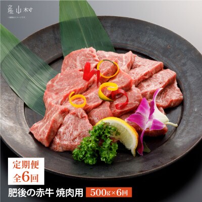 【毎月定期便】肥後の赤牛焼肉用　500g(産山村)全6回