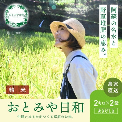 おとみや日和　　阿蘇の名水と野草堆肥のめぐみ　白米4kg(2kg×2袋)