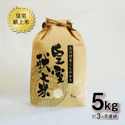 【3ヶ月連続】玉川村産コシヒカリ 5kg こめ コメ FT18-270
